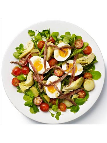 Egg and potato salad with anchovies