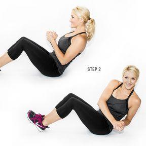 Weighted Russian Twist: Russian twists are a great way to work those core muscles and obliques! Throw in a kettle bell or dumbbell, and you will really feel the burn! Try to keep your back as straight as possible as you twist to avoid injury.
Beginner: 3 sets of 12 per side
Advanced: 3 sets of 15 p