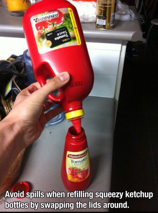 Never spill or over fill sauce bottles AGAIN!!