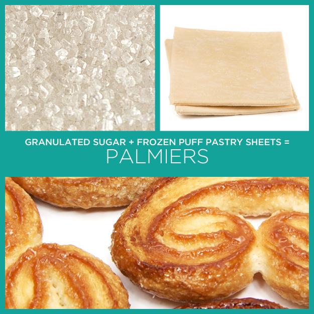 13. Granulated Sugar + Frozen Puff Pastry Sheets = Palmiers
