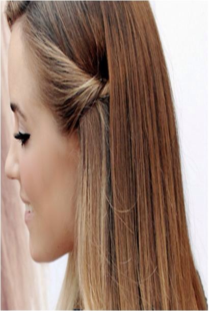 To do this hairstyle, take a 2 inch section if hair and twist it one or two times and pin it behind your ear and cover up the bobby pins with some of your hair