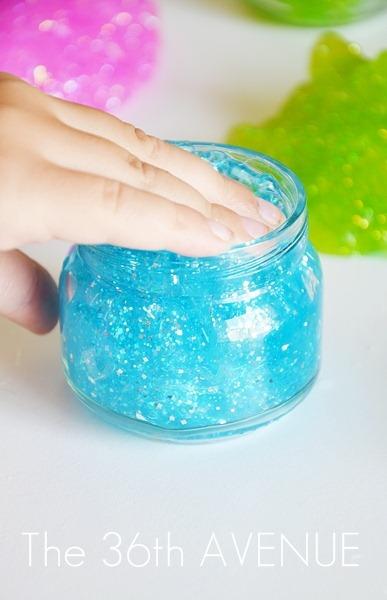 Don’t leave the slime in the water mixture too long since it will make the slime too hard.

Finish mixing it in your hands.