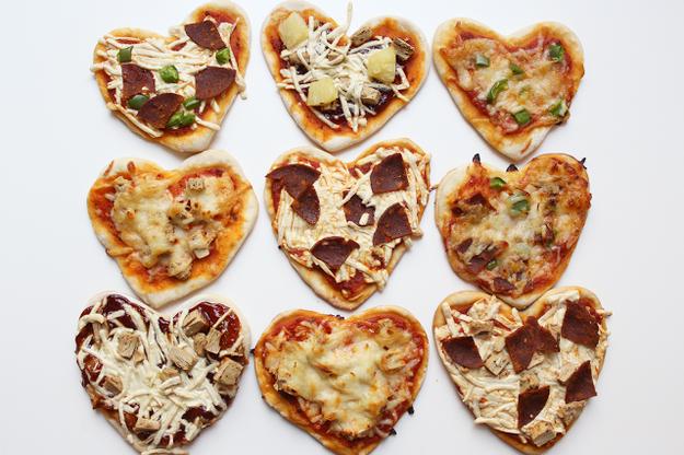 16. Mini Heart Pizzas 