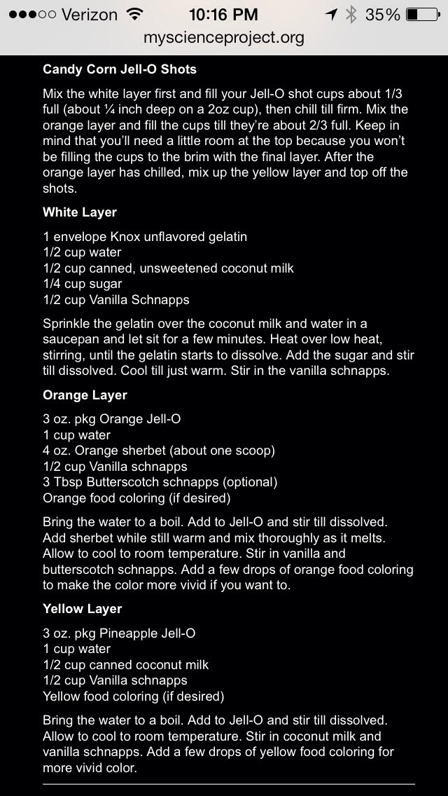 Candy Corn Jello Shots!