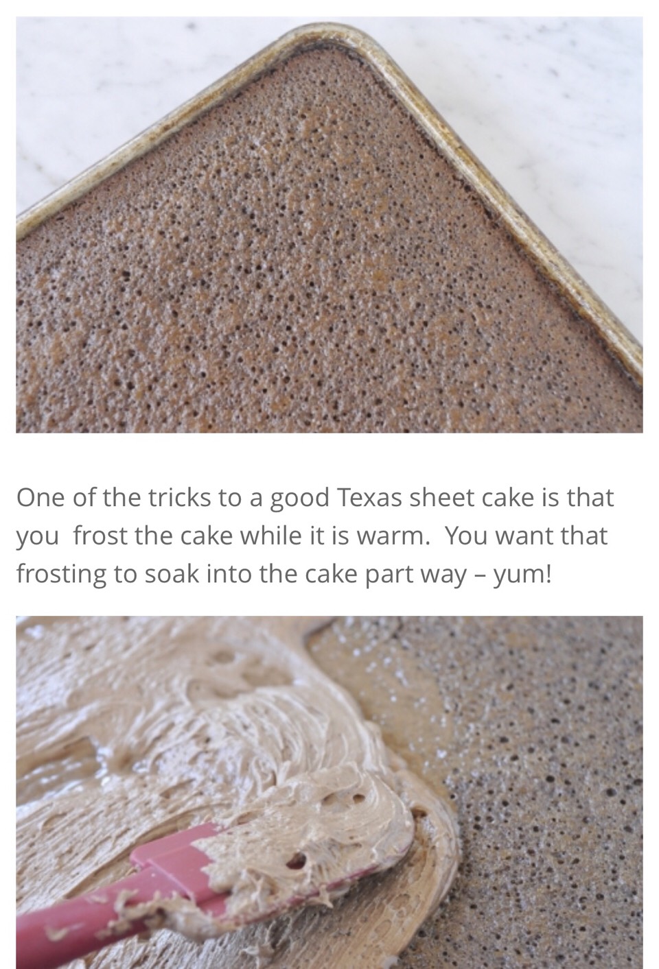 Texas Sheet Cake. Combination Of A Chocolate Cake And Brownie All In One. 😍
