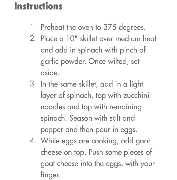Spinach & Goat Cheese Zucchini Spaghetti Frittata Recipe- under 200 Calories!! 