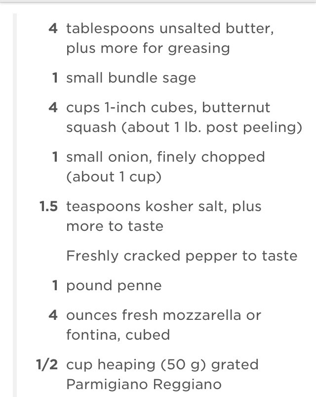 Baked Penne With Butternut Sage Sauce 