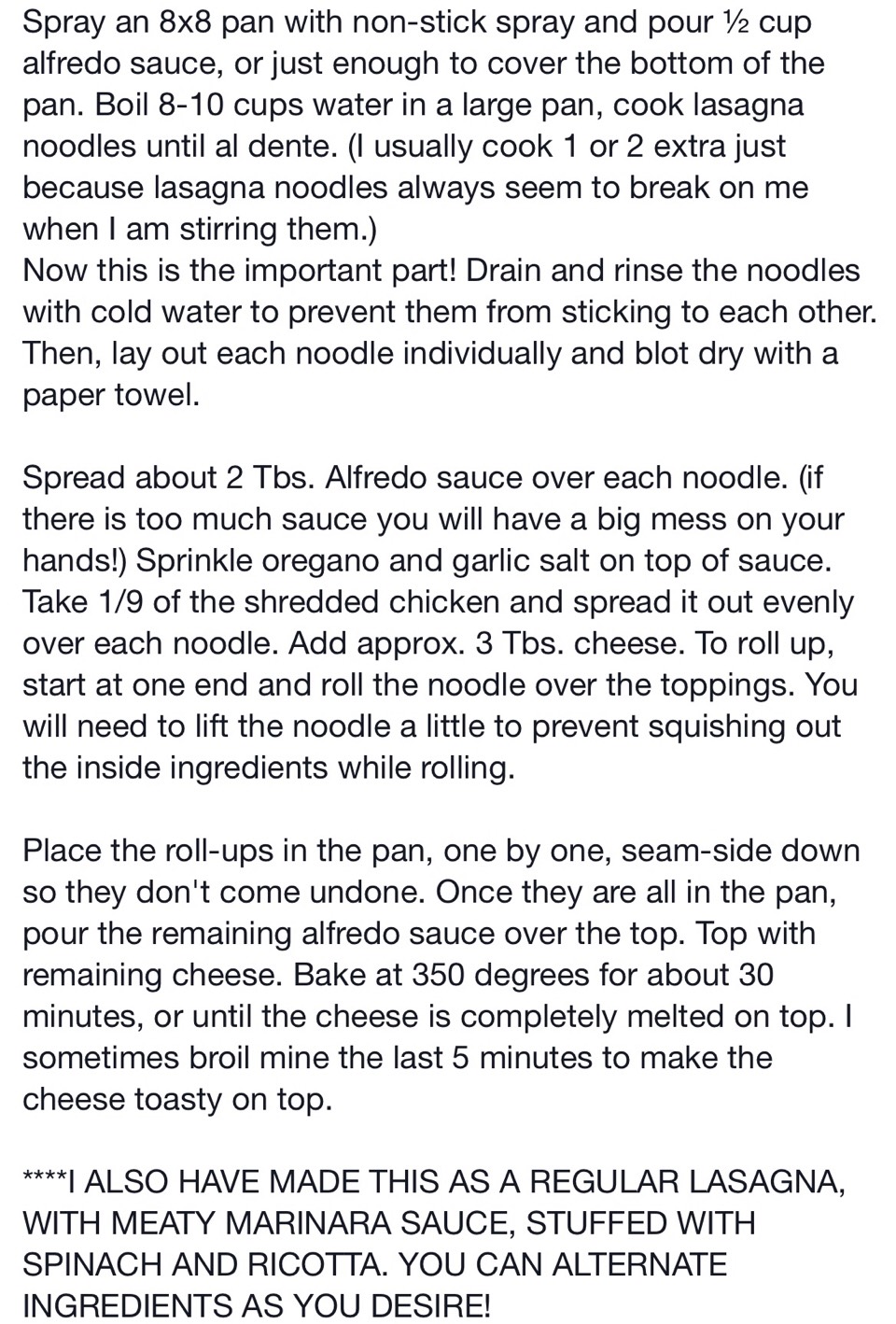 Chicken Alfredo Lasagna Rolls