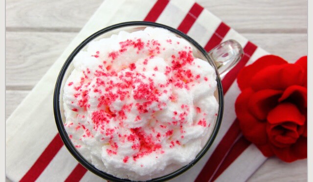 top your drink with the whipped cream and sprinkle some sugar crystals around it. enjoy!