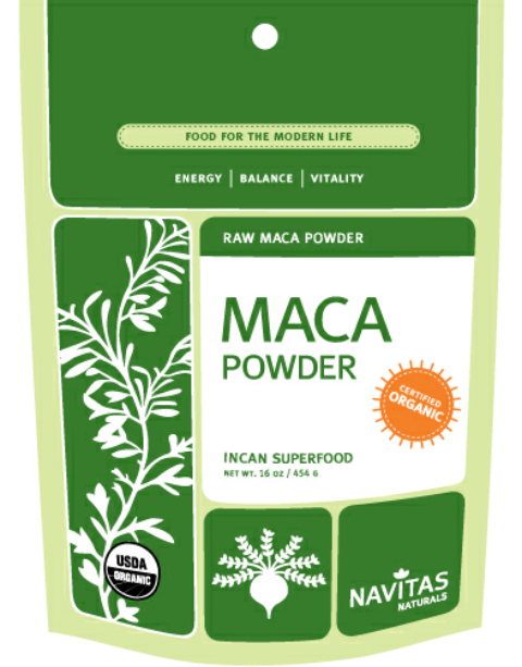 Then, put some raw maca powder. Don't worry about the measurements. 