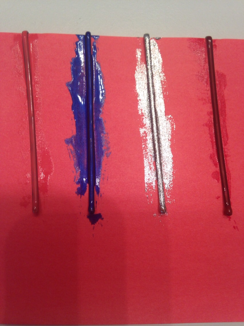 Paint them with your favorite nail polish. I used a pink, blue, red, and glitter. 
