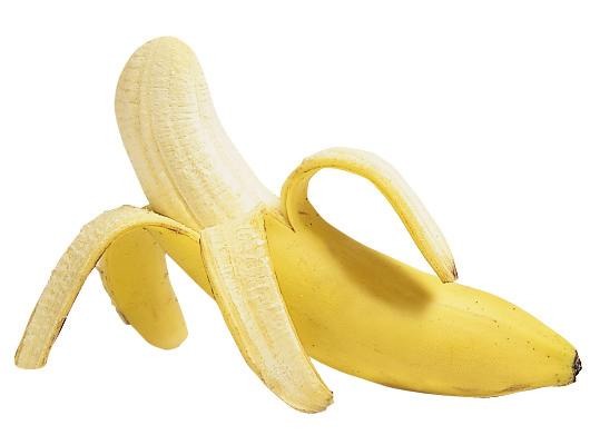 Then put half a banana in the bowl and mush it