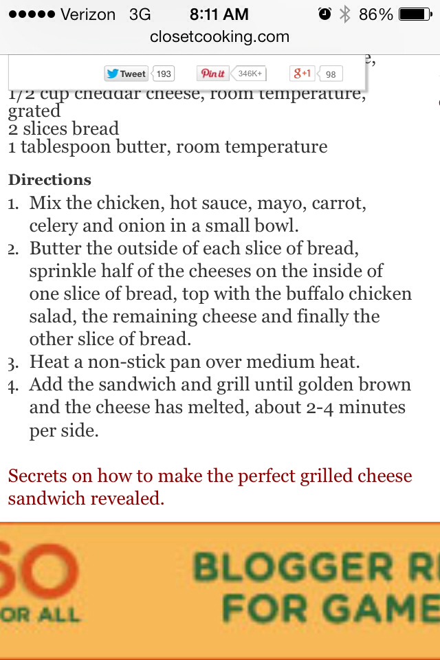 Buffalo Chicken Grilled Cheese