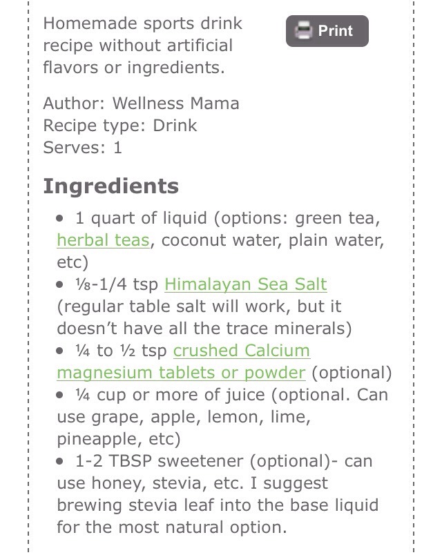 Natural Sport Drink Recipe