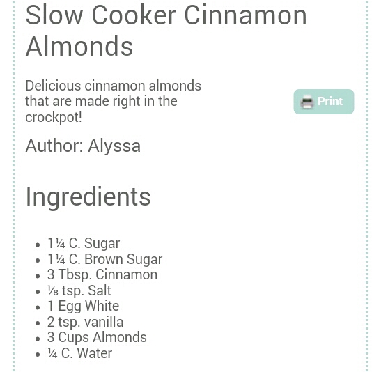 Slow Cooker Cinnamon Almonds