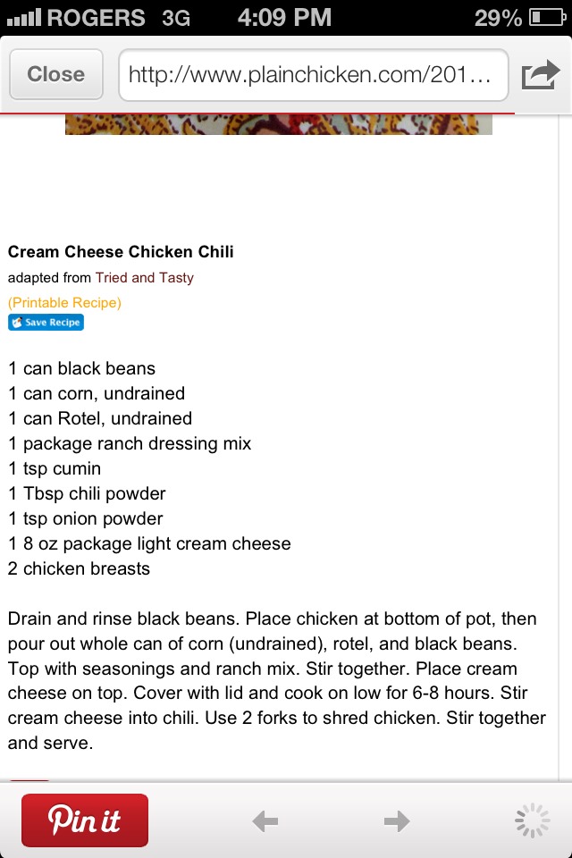 Cream Cheese Chicken Chilli