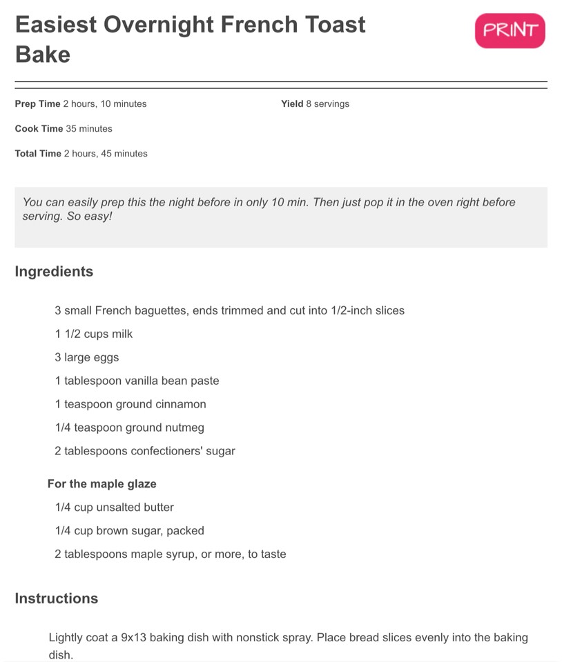 Easiest Overnight French Toast Bake 