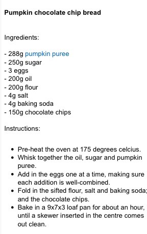 Pumpkin Chocolate Chip Bread (: