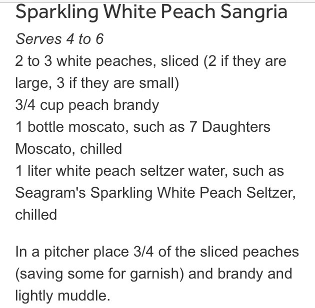 Sparkling White Peach Sangria!! 🍹
