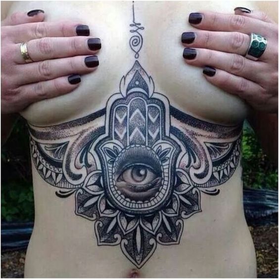 Beautiful Under Breast Tattoo Designs