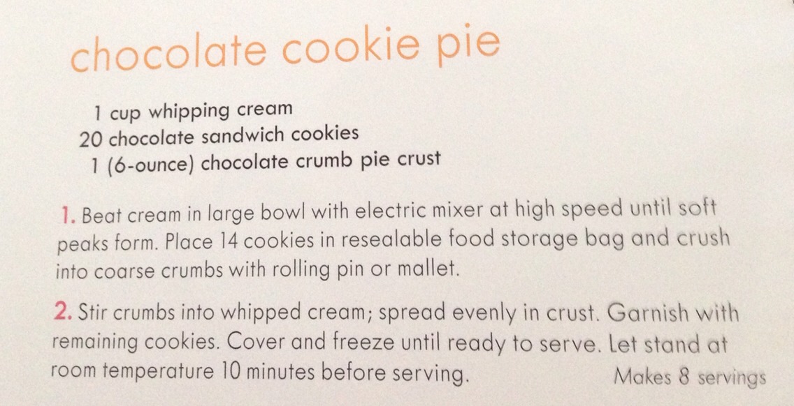 Chocolate Cookie Pie.