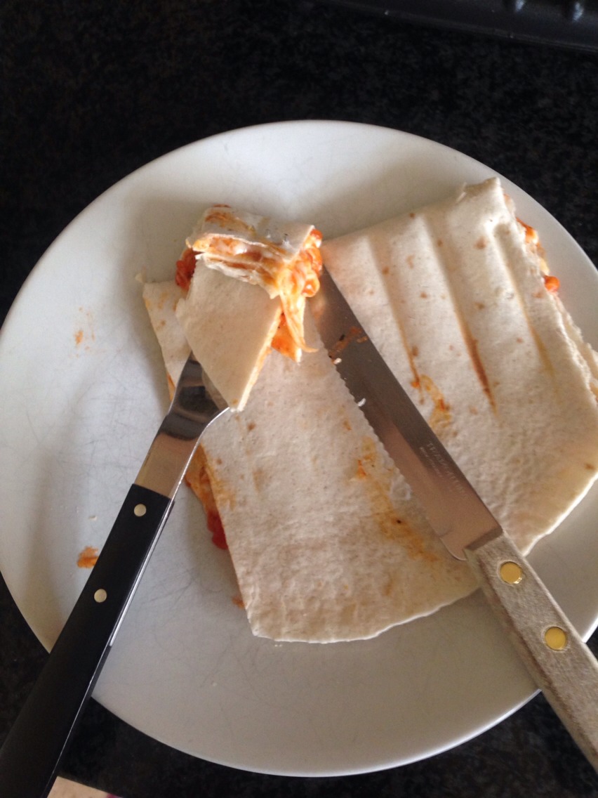 And here's your jummy snack! 
You have made the worlds quickest pizza;D 
