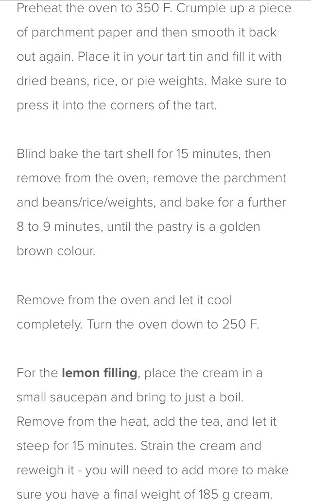 Lemon Earl Grey Tart 