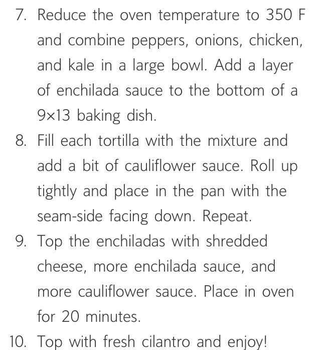 Chicken & Roasted Pepper Enchiladas With Cauliflower Sauce