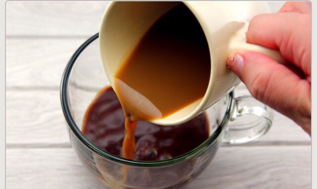 Pour in the espresso shots.