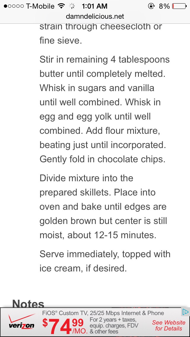 Brown Butter Chocolate Chip Cookie Skillet!