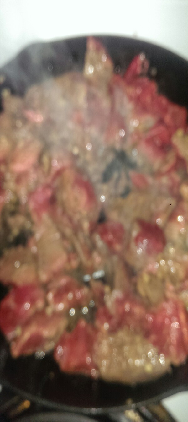 then I browned the beef stew meat in a separate skillet. once browned I add to the soup mixture letting everything cook down for another hour on low heat stirring occasionally 