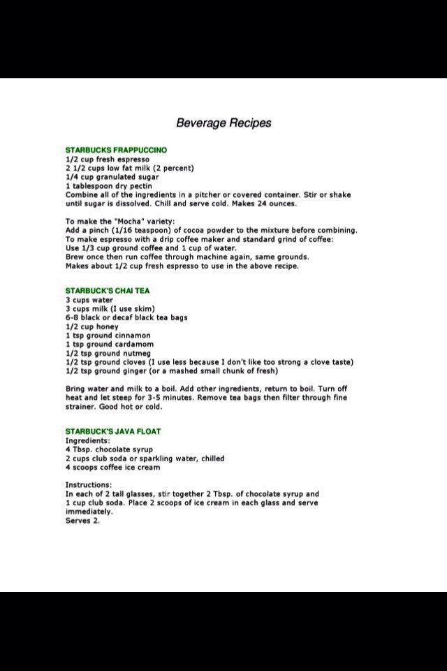 DIY Starbucks Recipes!!!! 