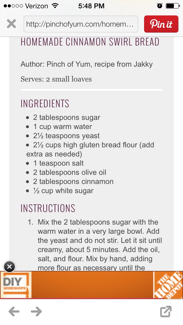 Homemade Cinnamon Swirl Bread