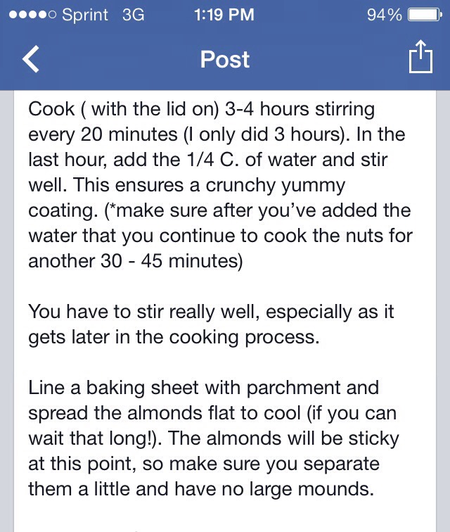 Crockpot Cinnamon Almonds