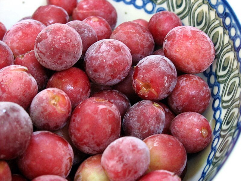 Frozen grapes :)
-1 cup of frozen grapes ( approximately 28)