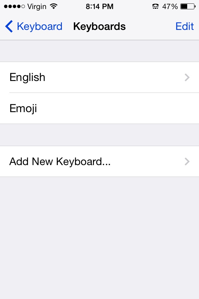 There should be the English and emoji keyboard.