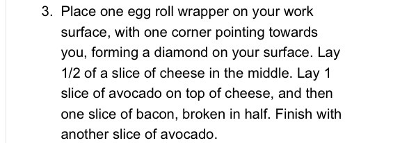 Avocado Bacon Egg Rolls