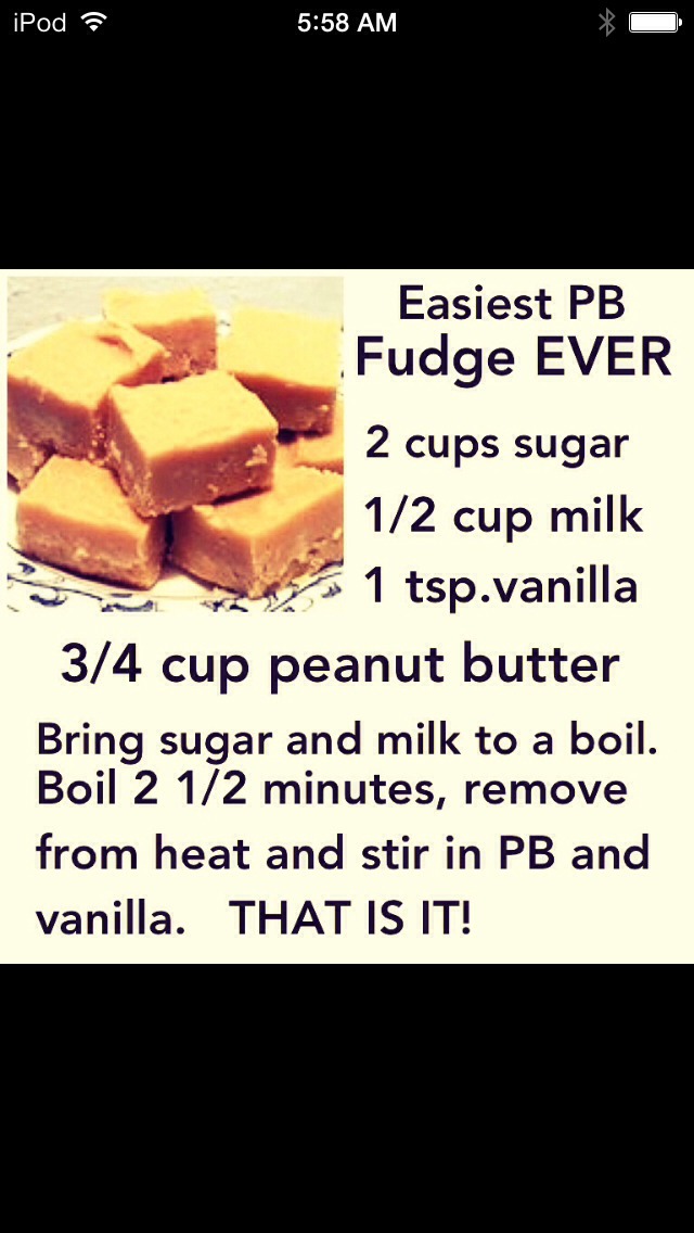 Sure you may like chocolate, but believe it or not there are people who don't. So for you anti chocolate loved ones try peanut butter fudge. It's just as rich and flavorful as chocolate fudge, just without the chocolate. Just beware of peanut allergies.