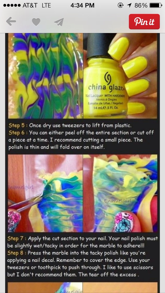 Dry Water Marble Nails Tutorial💙💙💚💚