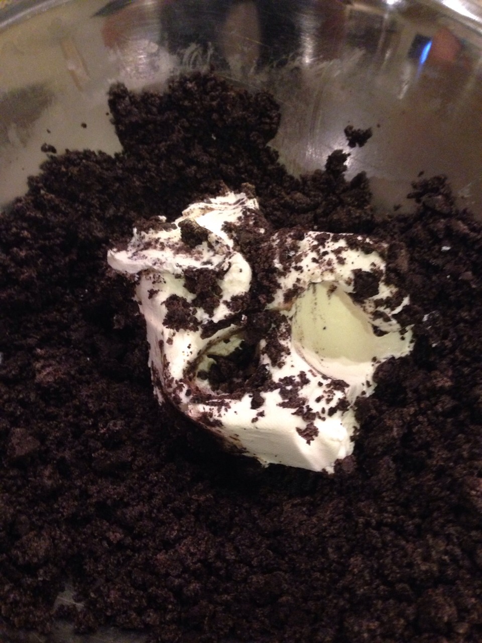 Step 2: 

Add cream cheese and mix until no crumbs are left out 