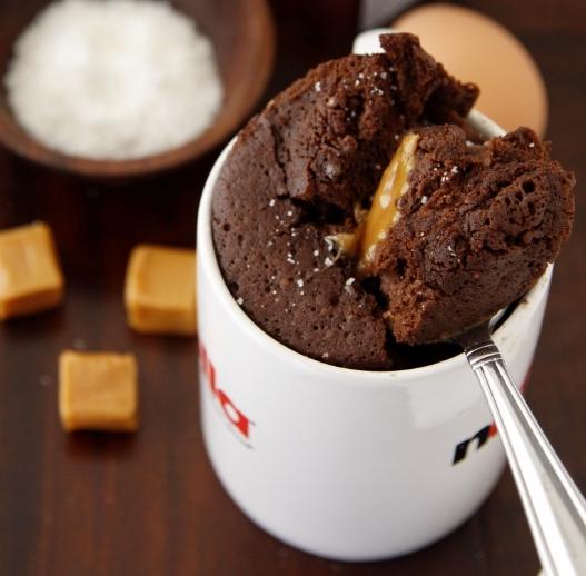 2 Minute Chocolate & Salted Caramel Mug Cake