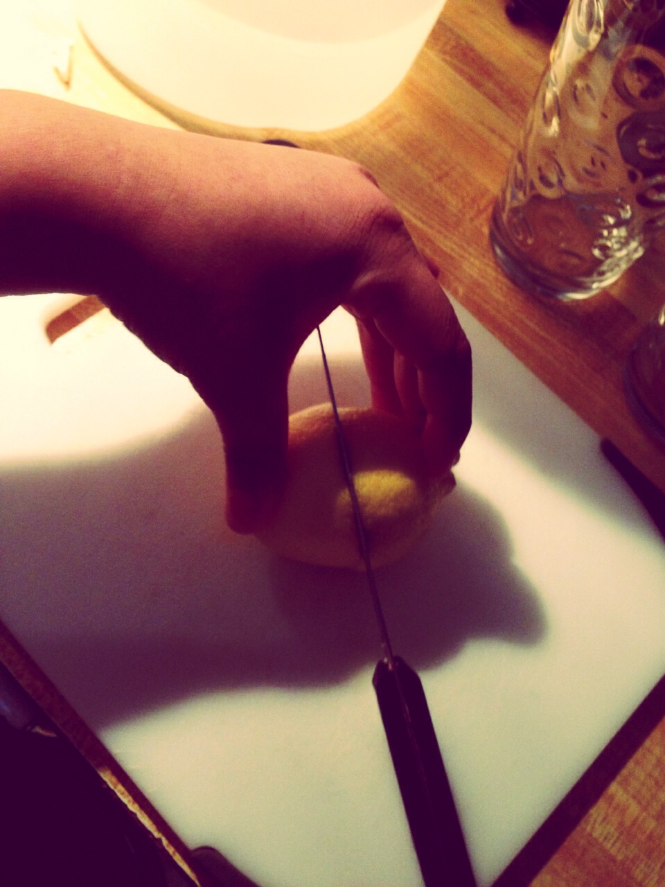 Cut the lemon in half  