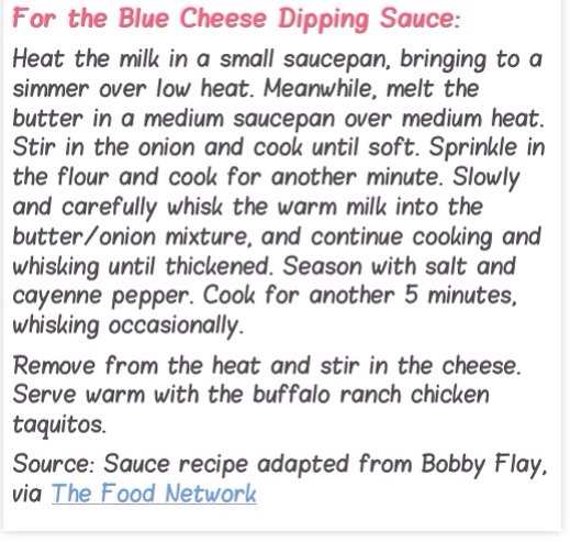 💖 Baked Buffalo Ranch Chicken Taquitos With Blue Cheese Dipping Sauce 💖