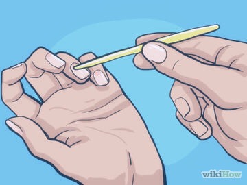 3) Push your cuticles back from time to time. Many nail-biters do not have "moons" on the base of their fingernails because their cuticles have not been pushed back. To do this, gently push your cuticles towards your finger to reveal more of your nail. This is easier to do after a shower.