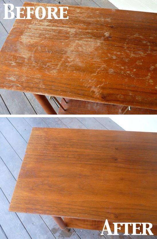20. Fix scratches on wood

Take 1/2 cup of vinegar and 3/4 cup of olive oil. Dip your rag in the mixture and go over all the wood and use most of the mixture. Your furniture will be like new!