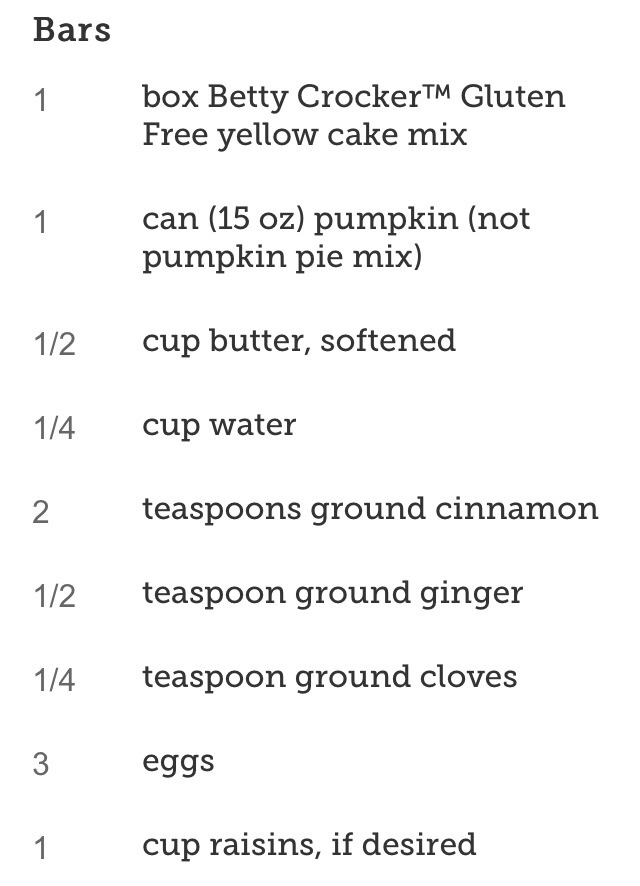 Gluten-Free Harvest Pumpkin Spice Bars