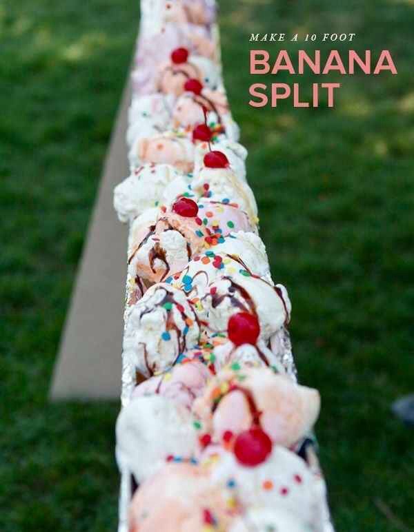 Or just have everyone dive face-first into a 10-foot long banana split. 
I promise you it will cost less than a $500 wedding cake.