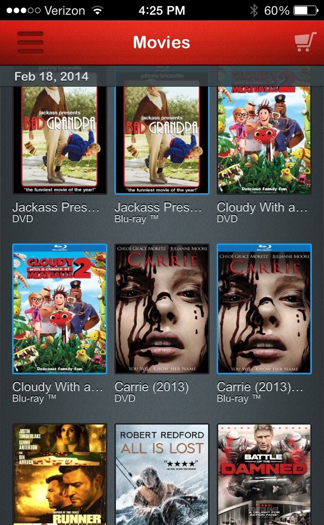 Select your location
It shows you all the movies available in red box