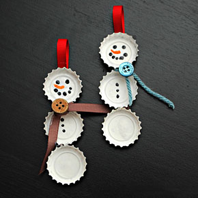 Bottle caps, paint, ribbon and buttons!
