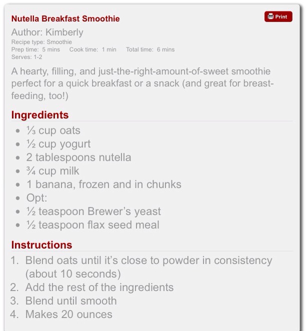 " Nutella Breakfast Smoothie"😋